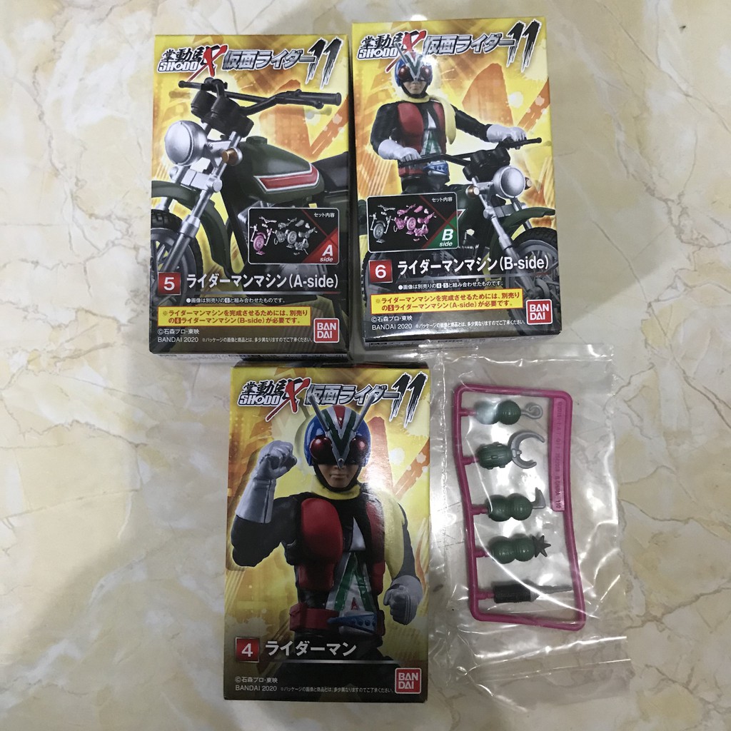 Bandai SHODO-X Kamen Rider 11 Riderman + Bike + Accesories