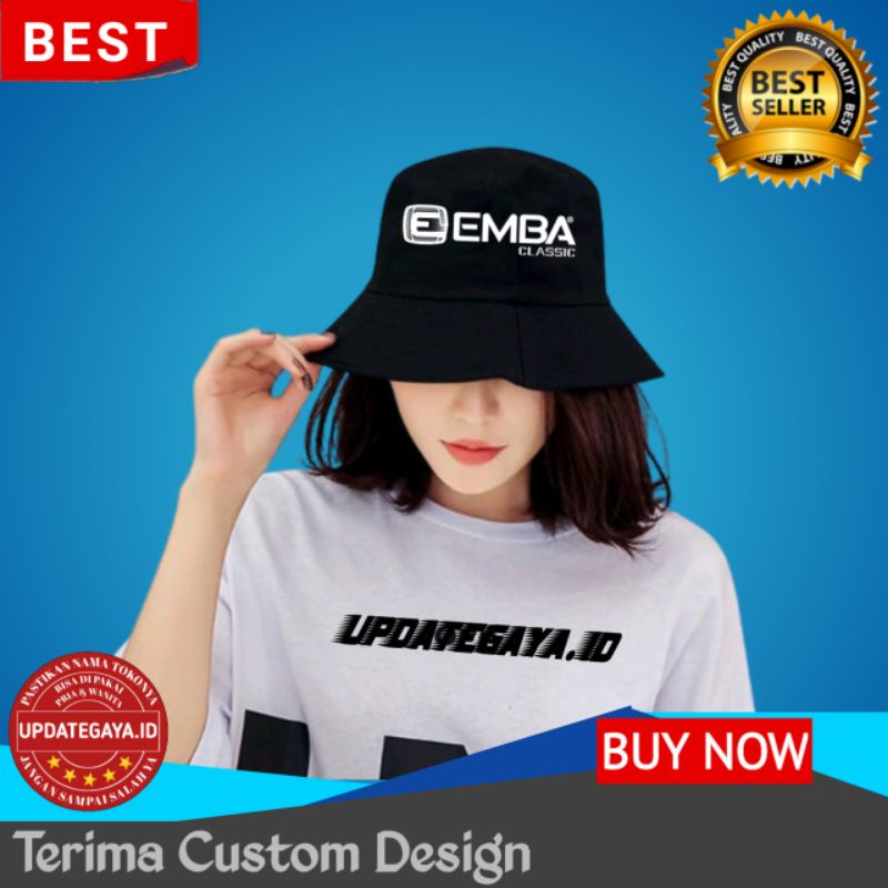 Topi Bucket EMBA CLASSIC Simple Keren Pria dan wanita polos UPDATEGAYA.ID