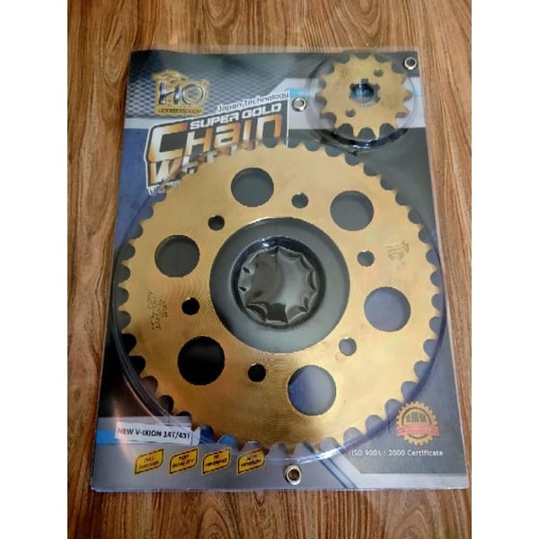 GEAR VIXION NEW/VIXION OLD/MX KING 428 GEAR GOLD DEPAN BELAKANG VIXION GEAR