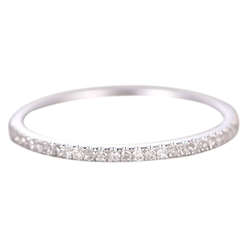 Korean 925Silver Micro Pave Zircon Ring Jewelry Circle Diamond Tail Ring Silver