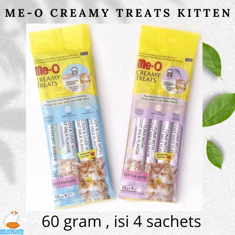 ME-O creamy treats kitten 60 gram. Snack kucing kitten meo creamy treats 60gr isi 4