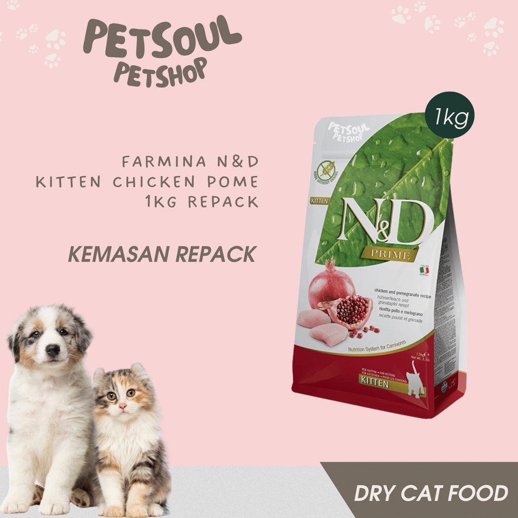 Farmina N&D Kitten Chicken & Pomegranate 1kg Grainfree N&D Catfood