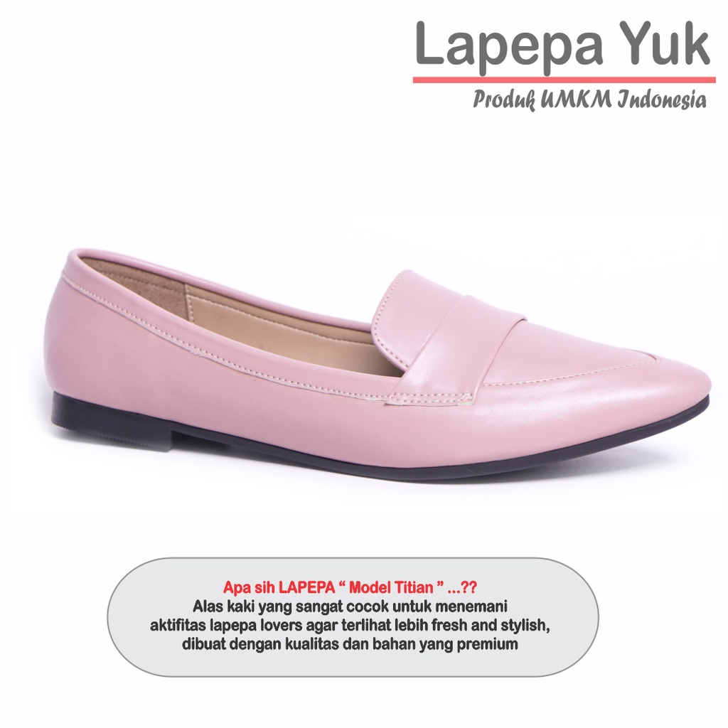 LAPEPA YUK - Sepatu Flat Shoes Wanita TITIAN LIGHT SALEM  Untuk Kerja kantor Spatu Flatshoes Ballerina Cewek Kuliahan Jalan Santai Casual Empuk Nyaman Slop Warna Pink Kasual Formal Selop Premium Original Kekinian Terbaru Shoes ORI Mall Official Store