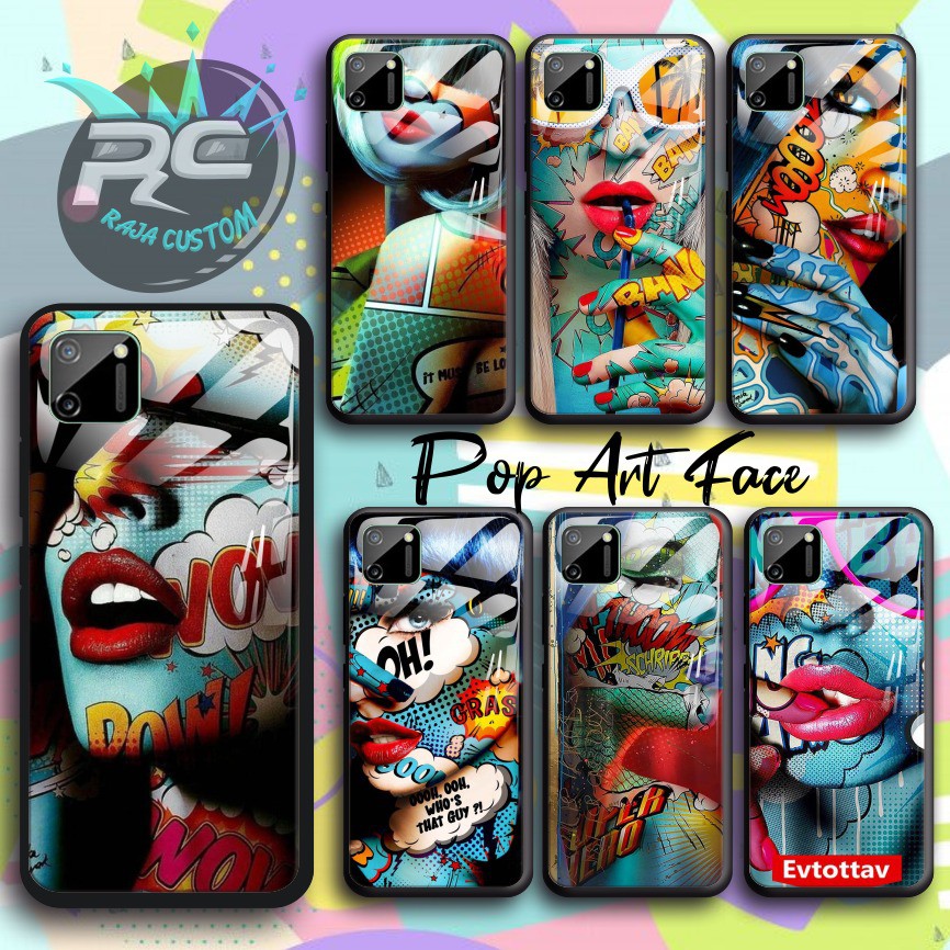 RJ83 Case Gambar POP ART FACE back case glass iphone 5g 6g