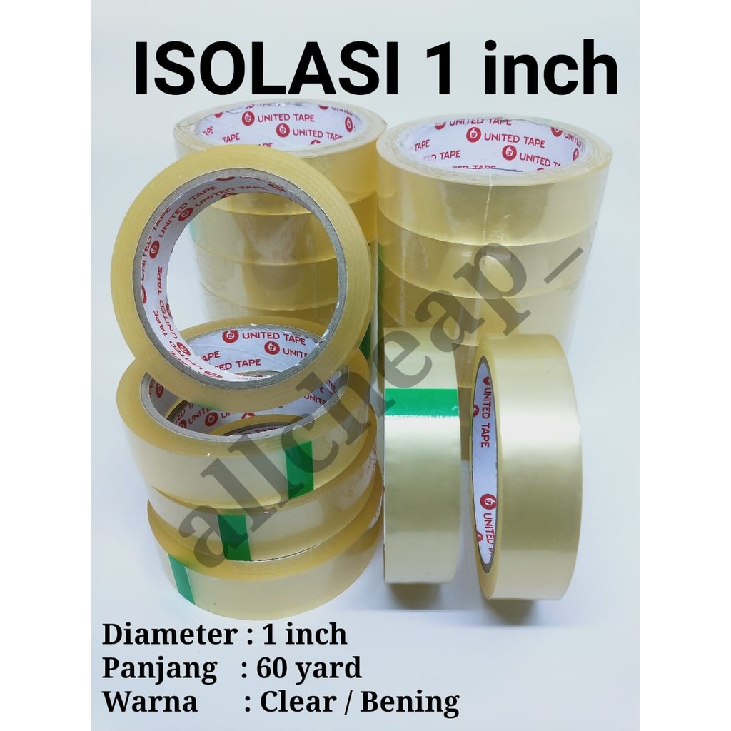 ISI 1PCS PLAKBAN LAKBAN ISOLASI BENING 24MM SOLATIP 1 INCH SELOTIP 60 YARD