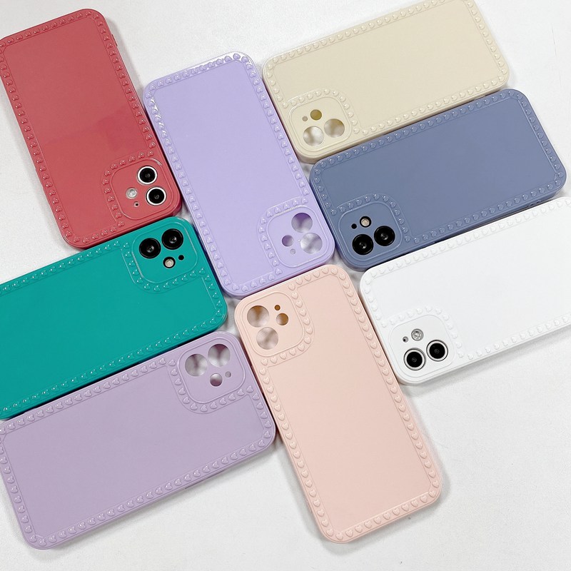 Love Cover Soft Case iP iPhone 7 8 + Plus SE 2020 11 12 mini Pro Max X XR XS Max Fine Hole 8Colors Casing