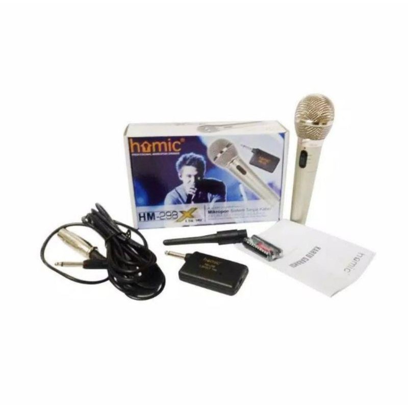 Homic HM-298 Mic Single Wireless // Mik Tanpa Kabel // Mic Karaoke