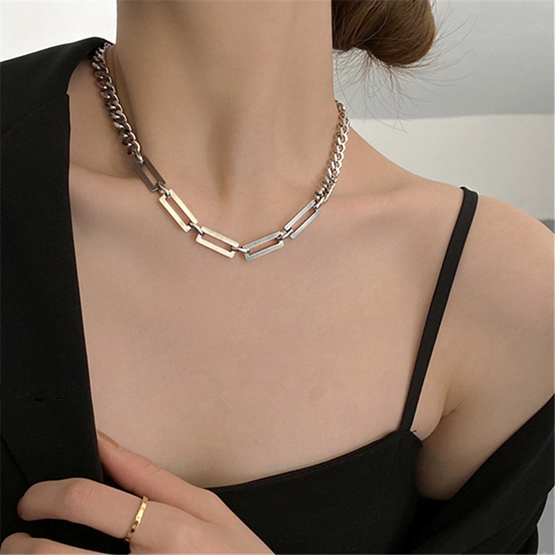 Kalung Rantai Bahan Titanium Steel Gaya Hip Hop Untuk Pria Dan Wanita