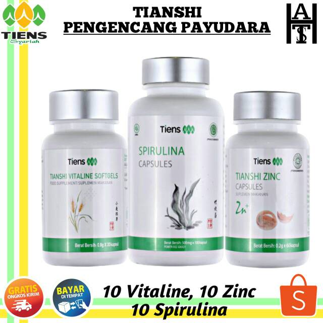 Pengencang Payudara Tiens Paket 10 Vitaline 10 Spirulina 10 Zinc