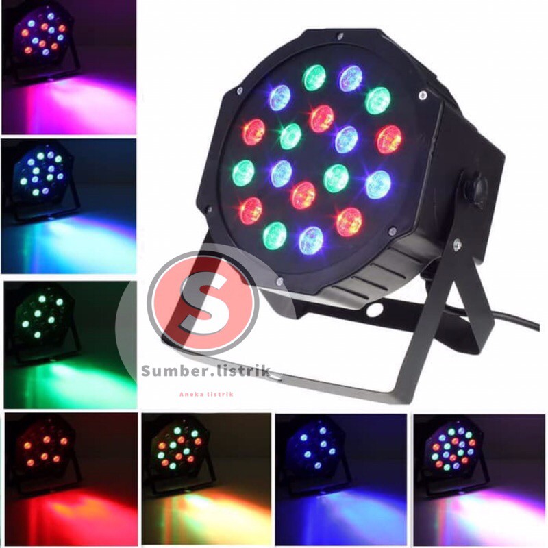 lampu sorot panggung disco 18led/ada sensor suara/lampu panggung rgb 18w/par light/ada sensor suara