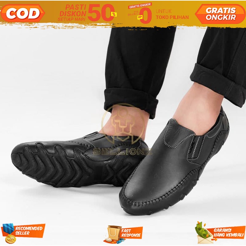 Sepatu Casual Oxford Loafer Formal Pria Bahan Kulit Asli Sol Tanam Gurita 100% Original - Sepatu Kul