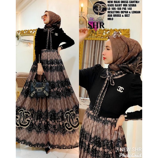 READY NEWW ORY SHR MAXI DRESS U REMPEL-Btk coklat + krdg