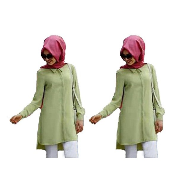 Baju Muslim Wanita Dress Zakiyah SW - Dress Muslim Wanita Rayon Bangkok Hijau