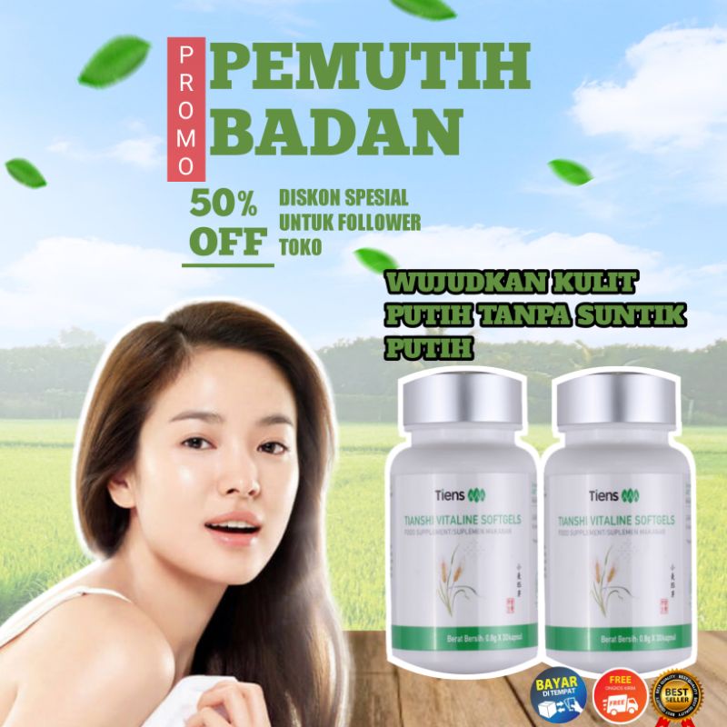 Suplemen Pemutih Badan Seluruh Tubuh Kaki Tangan Kulit Aman Permanen Halal Bpom Ampuh Vitaline