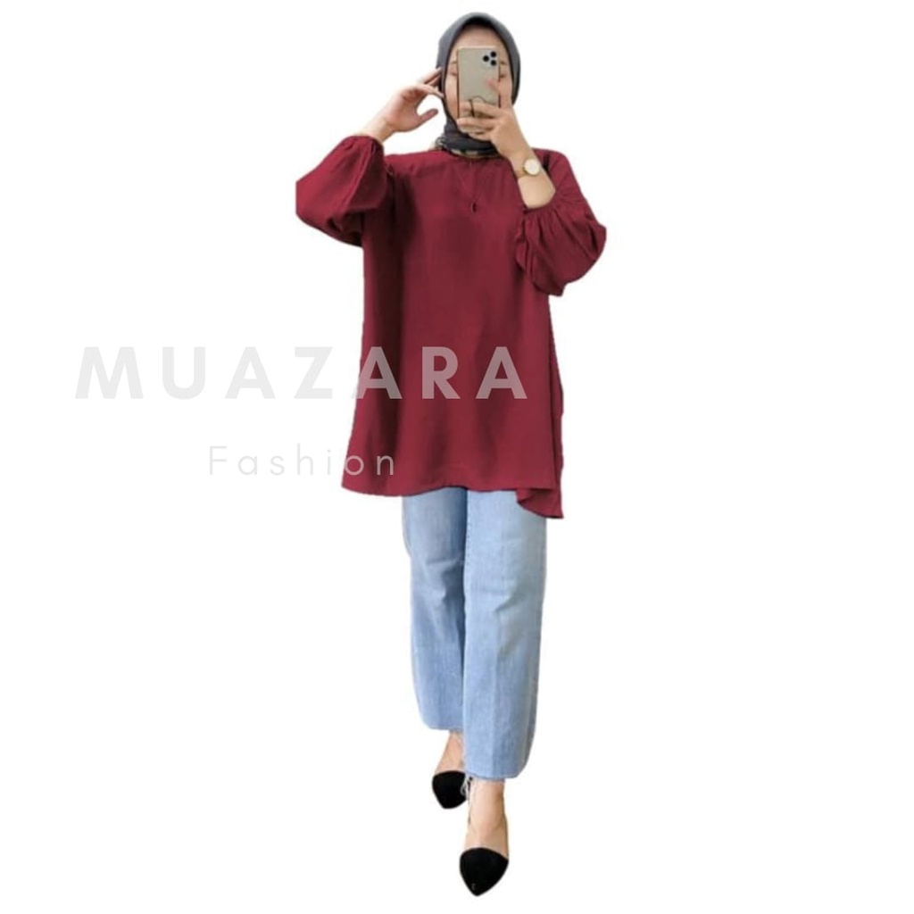 Blouse Wanita Jumbo LD 140 XXXL | Daira Blouse Oversize-Maroon