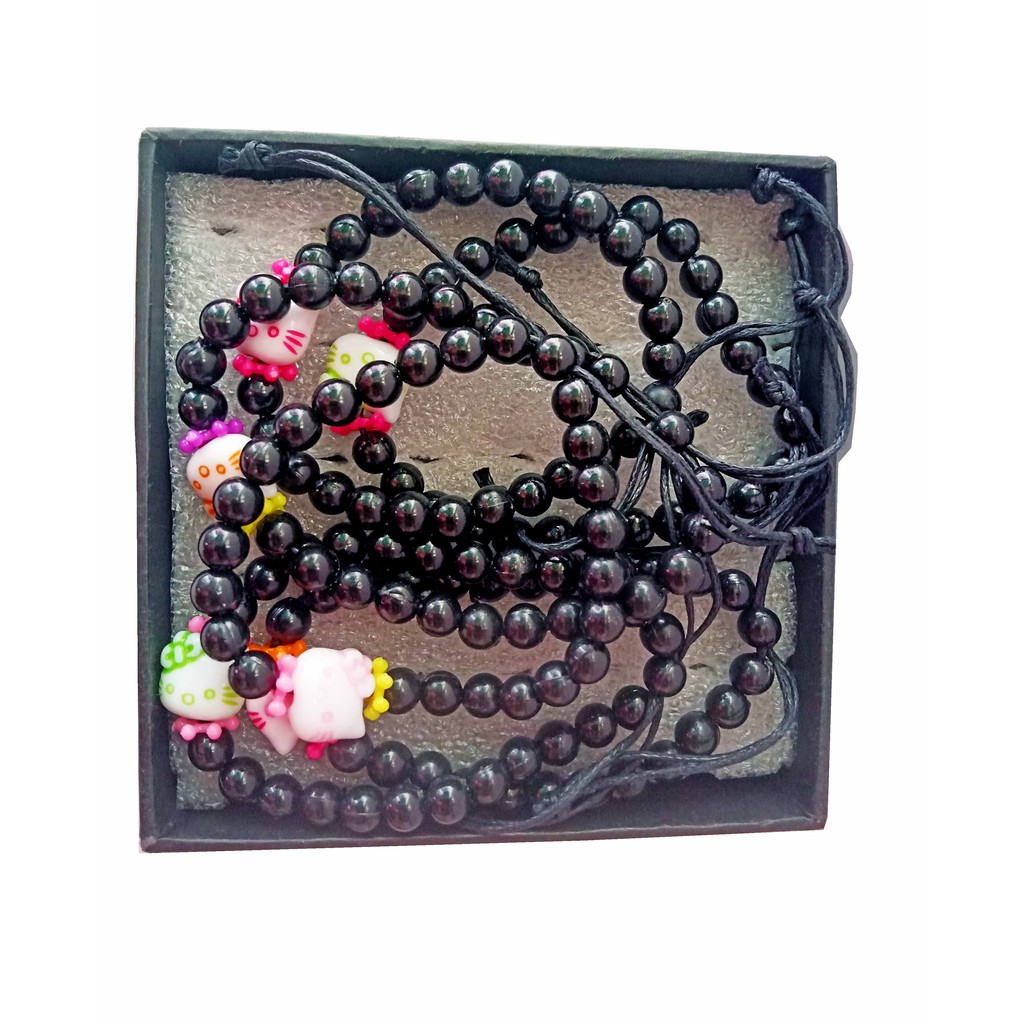 isi 12 pcs Gelang Fashion Anak seri Bola Hitam atau Warna allsize