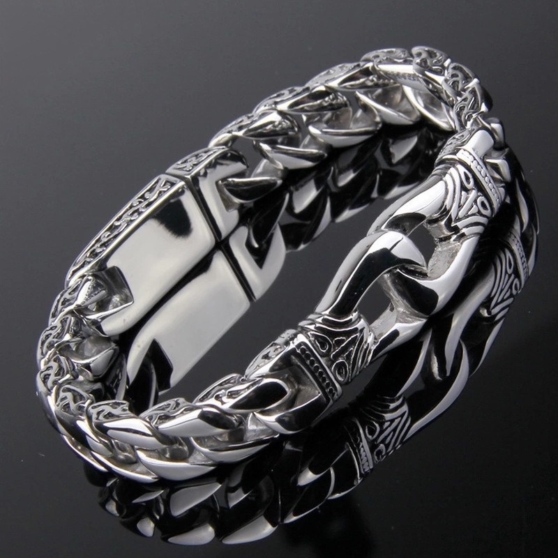[Z H Perhiasan] Hip Hop Rock Retro Pria Fashion Gelang Stainless Steel Pesta Perhiasan Aksesoris