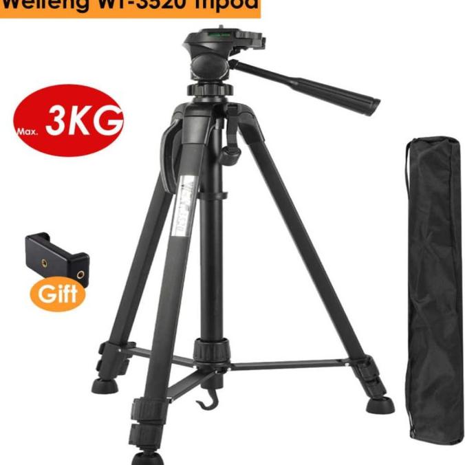 TRIPOD WEIFENG PORTABLE LIGHTWEIGHT CAMERA WT-3520 BLACK ORIGINAL