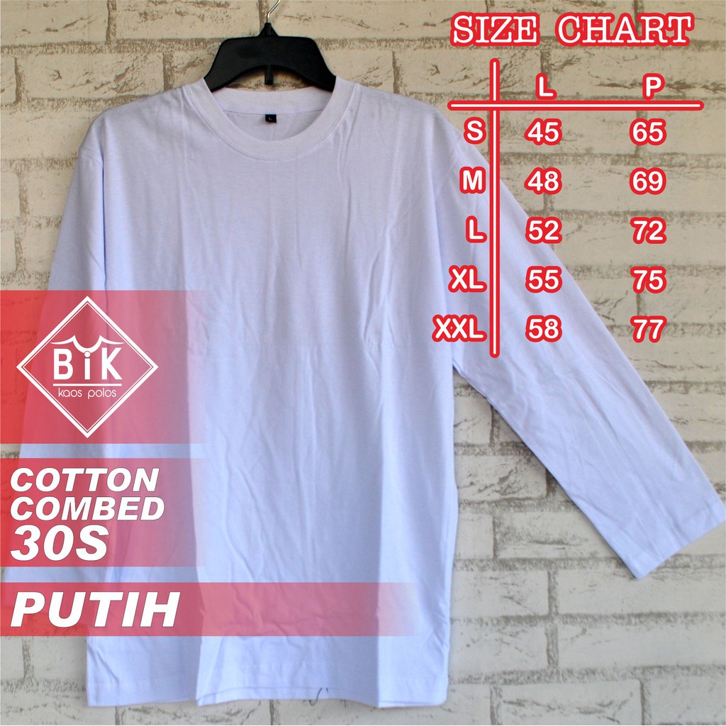 Download kaos polos cotton combed 30s PUTIH lengan panjang | Shopee Indonesia