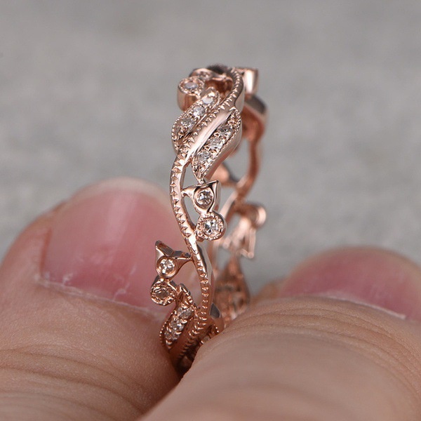 Cincin Bahan Sterling Silver 925 Warna Rose Gold Untuk Wanita Ccb78