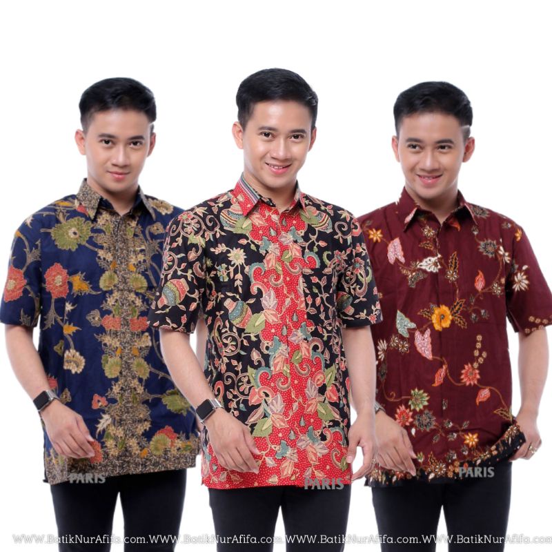 Risna Batik HRB026 Kenongo Hem Kemeja Batik Pria Lengan Pendek Katun