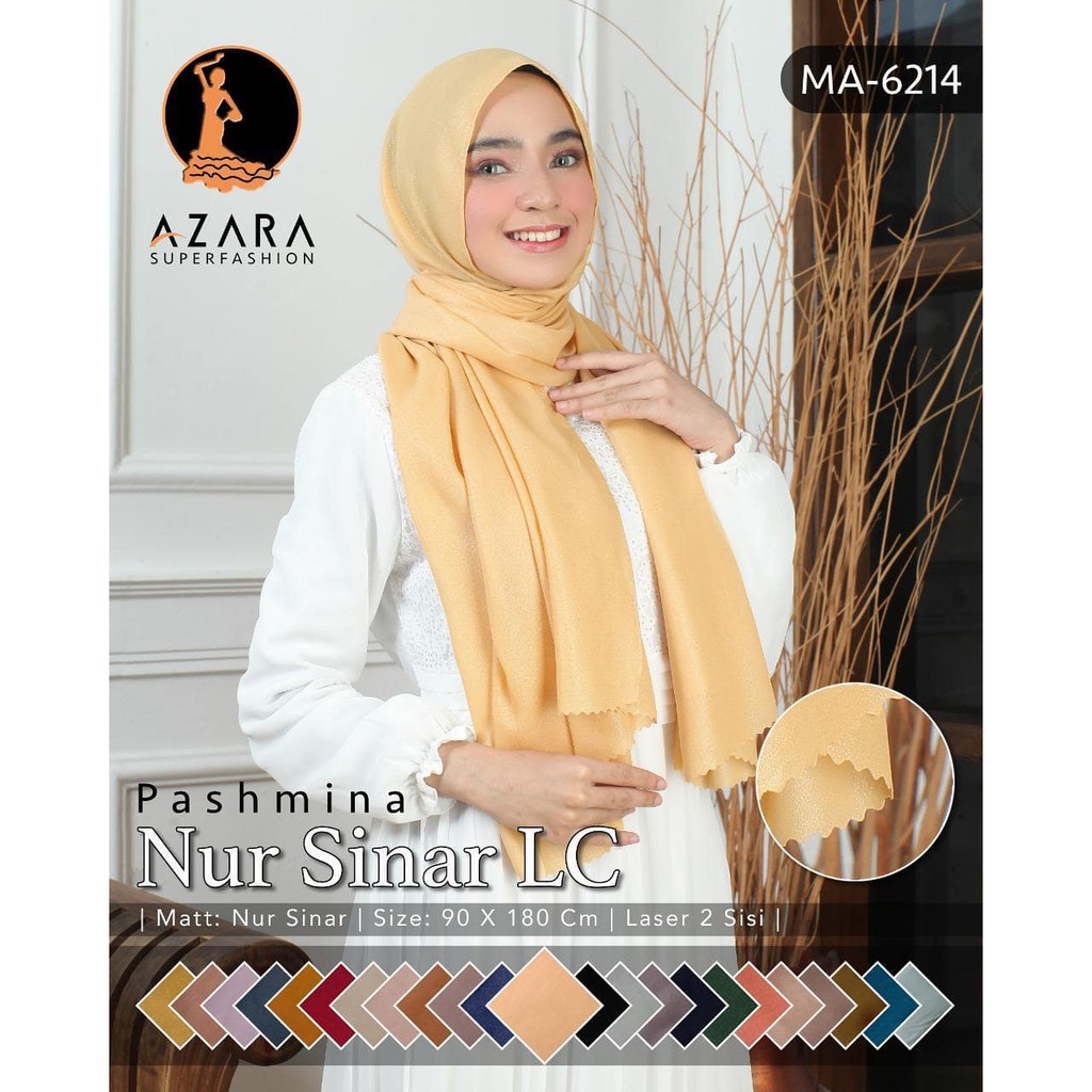 Termurah PASHMINA Nur Shinar LC Azara / PASMINA Glowing Nur Shinar lc/ PASMINA sinar lc