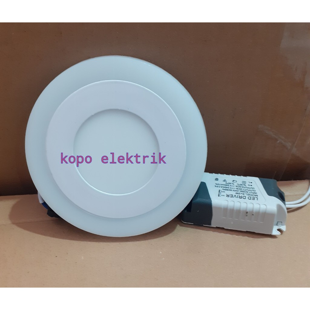 Lampu Downlight LED panel Putih Ring Biru 3+3 watt