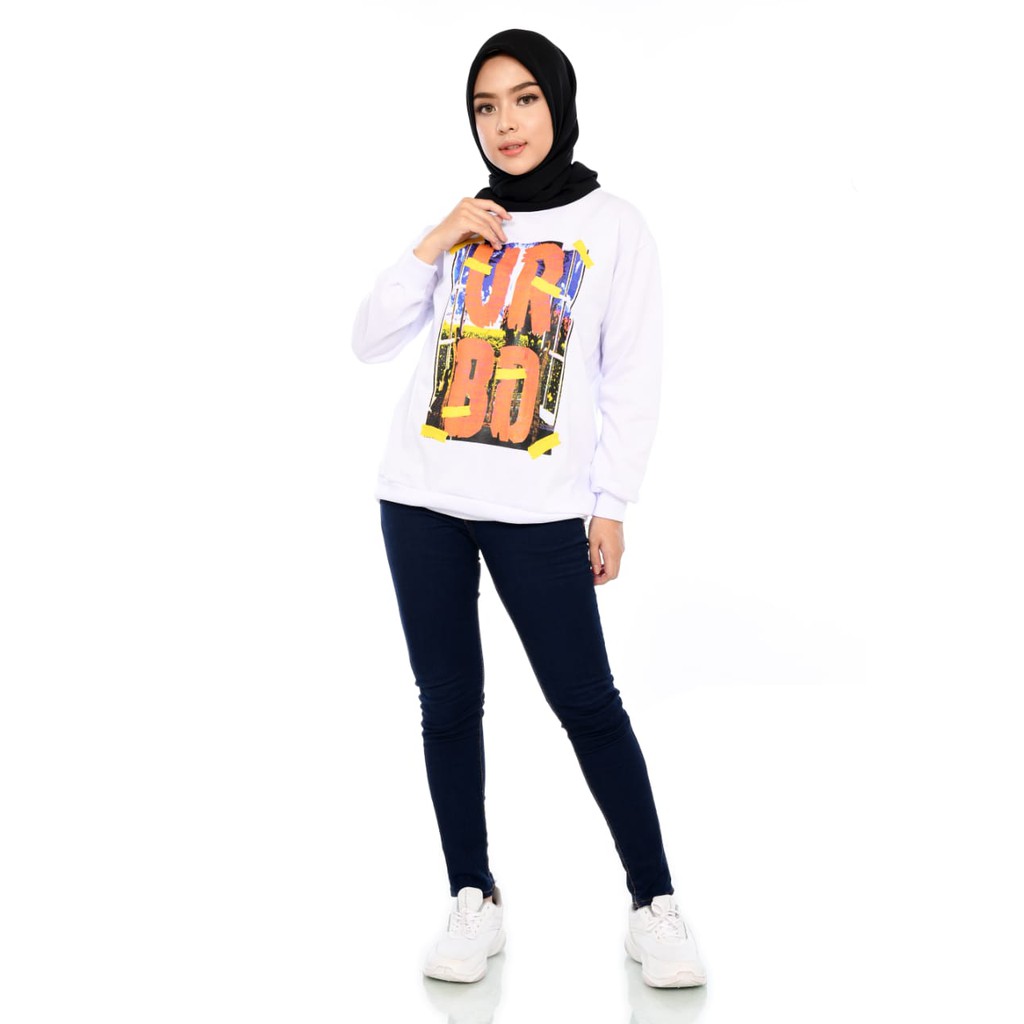 X Urband Sweater Oblong Wanita Lovely Crewneck A144