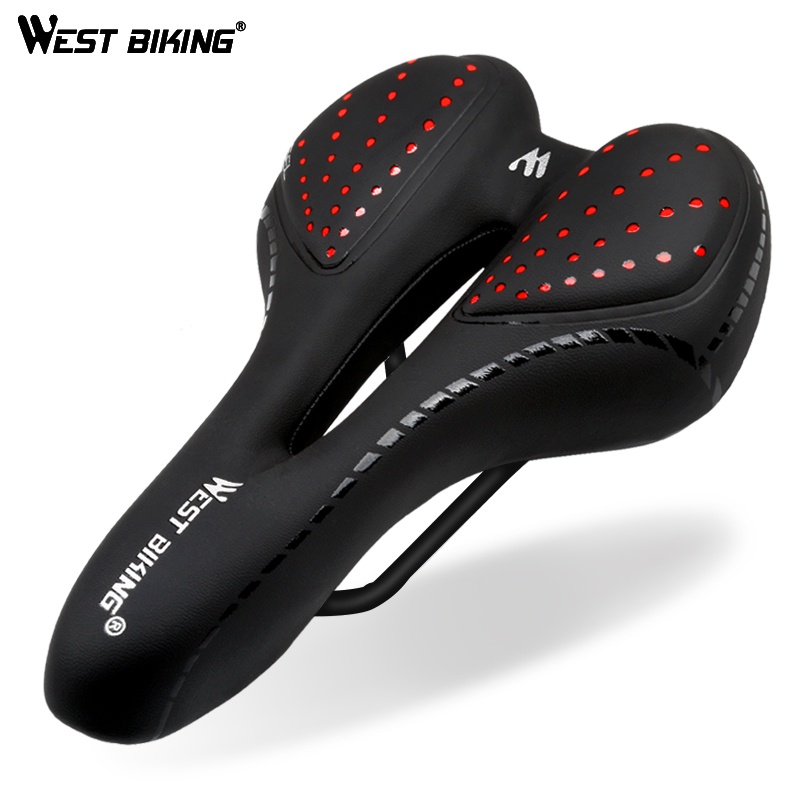 West Biking Jok Sadel Sepeda Bike Saddle Silicone Gel Cushion PU Leather - YP0801086 - Black