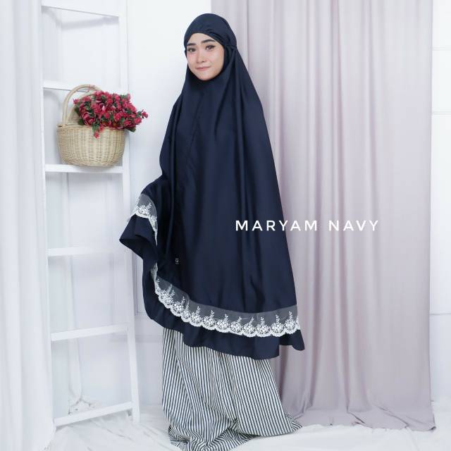  Mukena  Hantaran Mukena  MARYAM  Navy Strip Shopee Indonesia