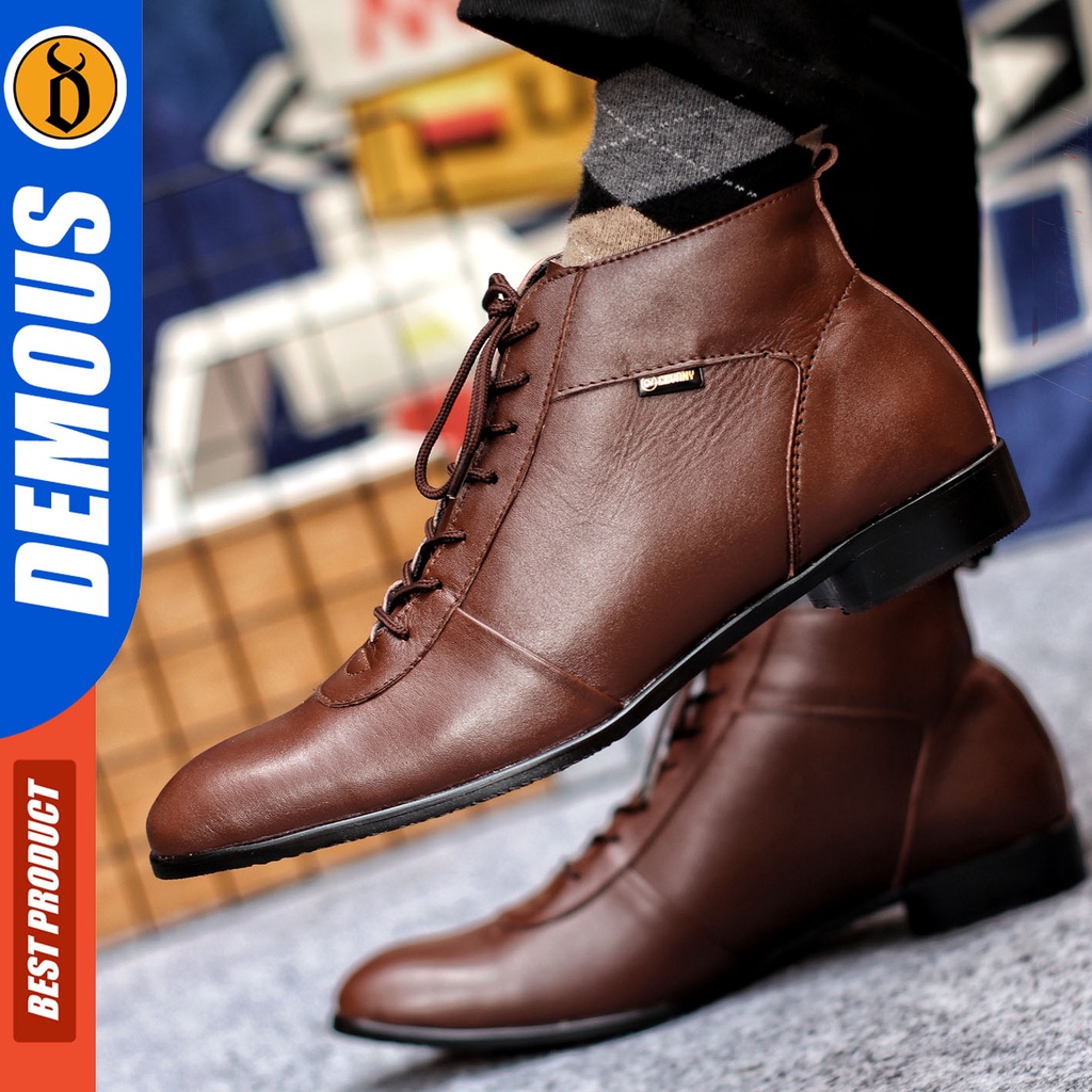 Sepatu Pantofel Pria Sepatu Formal Pria Kulit Asli Tali Sepatu Pantopel Hitam Kerja Kantor DEMOUS MAX