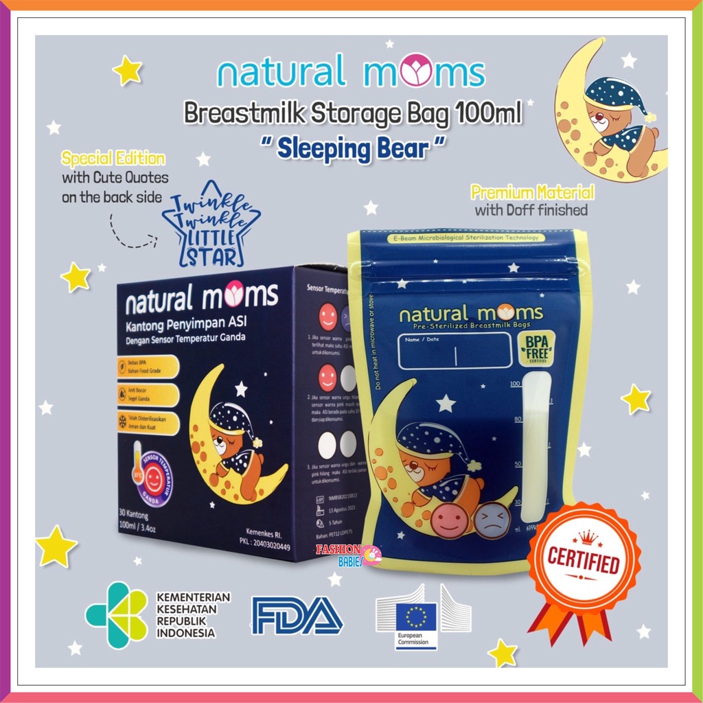 KANTONG ASI | NATURAL MOMS BREASTMILK STORAGE BAG 100 120 200 ML | KANTONG ASI PLASTIK DOUBLE THERMAL SENSOR