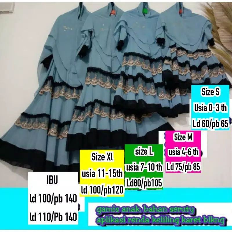 Gamis Couple Set Aqilla Best Seller | gamis couple ibu dan anak | couple keluarga | gamis anak