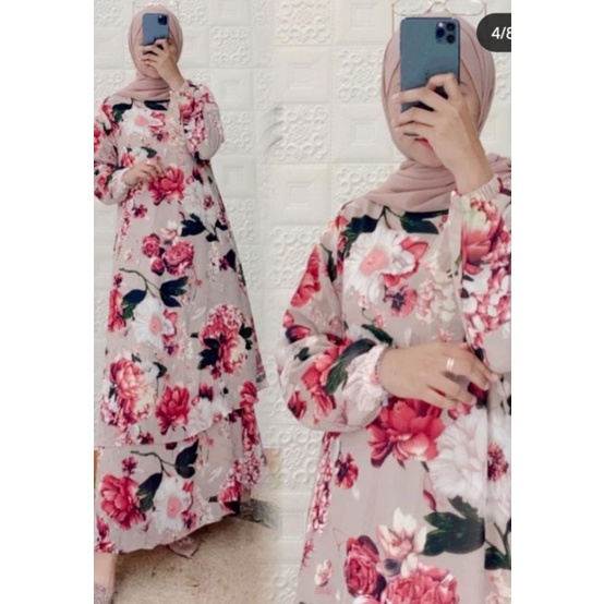 Gamis Malaysia Sifon Motif Famys Hijab