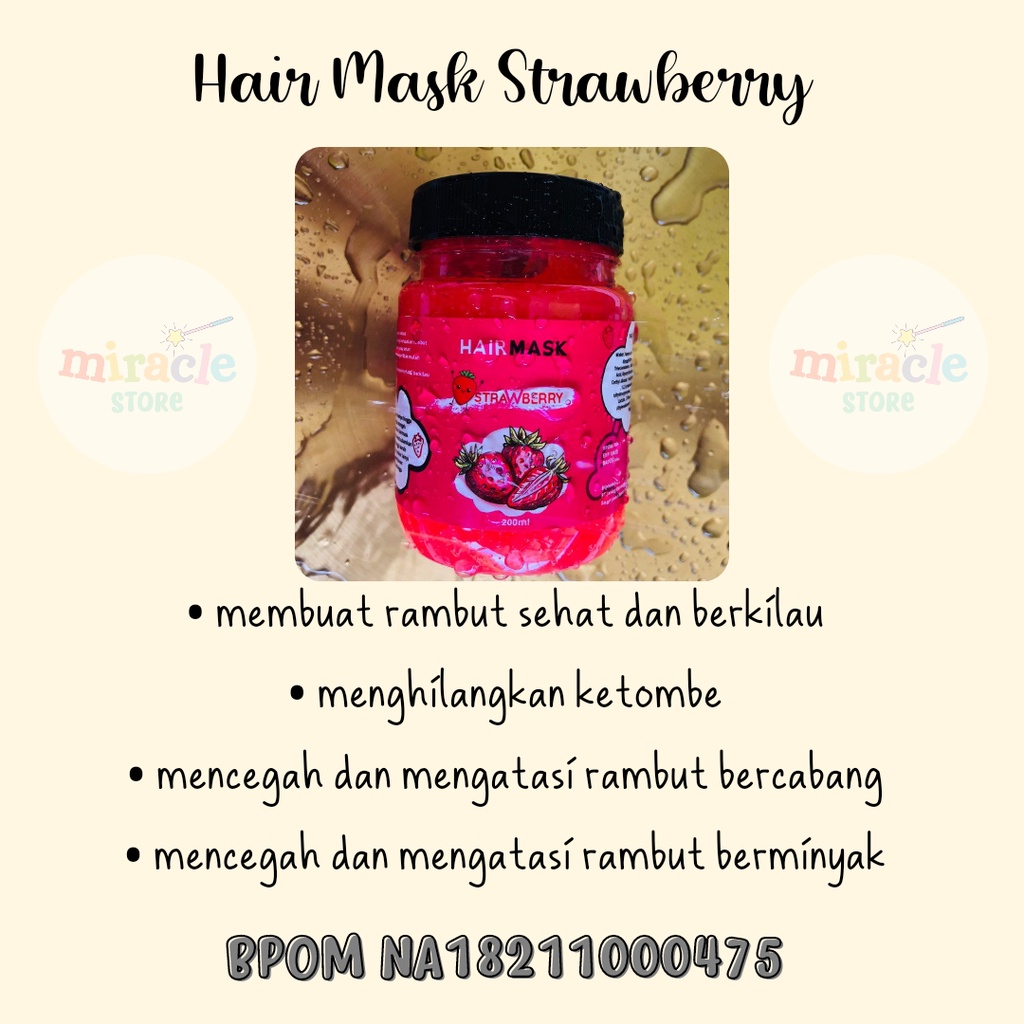 [BPOM]HAIR MASK|CONDITIONER|HAIR MIST|MASKER RAMBUT CREAMBATH PERAWATAN ALA SALON ANTI RAMBUT RONTOK MAKARIZO HAIR MASK ACL ZBEAUTYCARE HAIR MASK MURAH CREAMBATH MURAH PERAWATAN RAMBUT RONTOK RUSAK KERING KETOMBE TREATMENT RAMBUT MURAH VITAMIN RAMBUT-HAIR MASK STRAWBERRY
