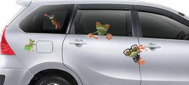 Stiker BESAR kodok lucu kaca / body mobil frog car cutting sticker katak