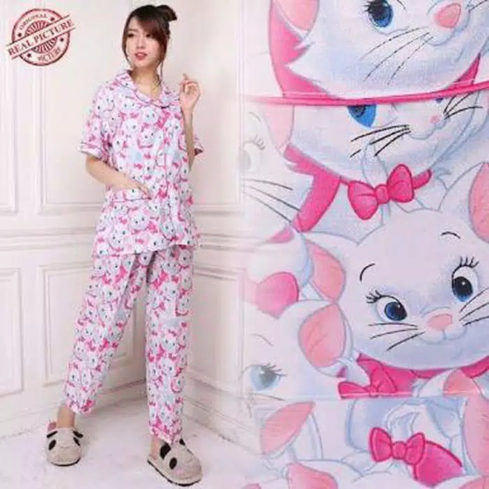 BJ-Piyama Wanita Dewasa CP Termurah Motif Karakter - Baju Tidur Lengan Pendek