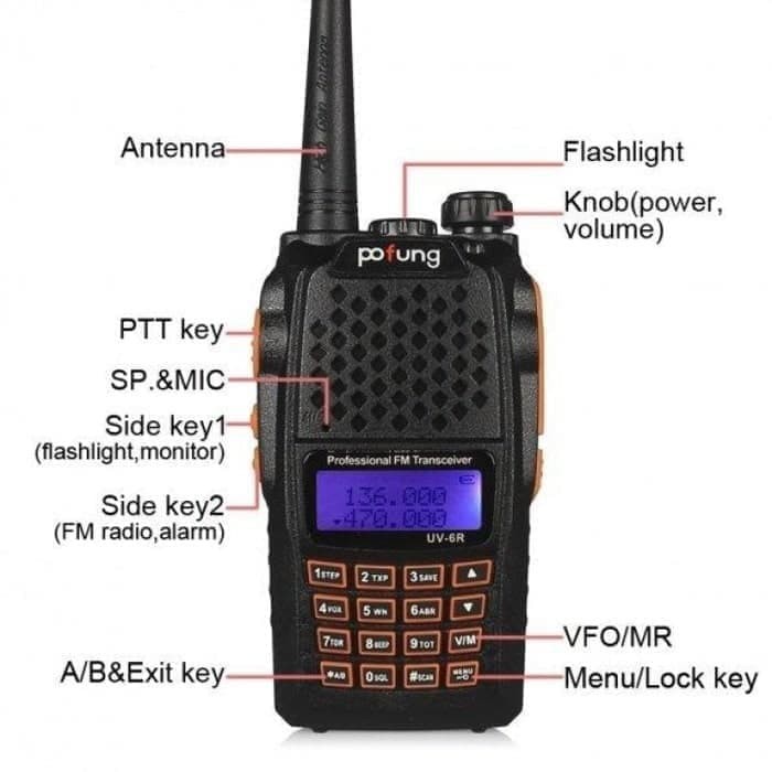 Pofung UV-6R 5Watt 1800mAh Walkie Talkie Radio HT UV6R