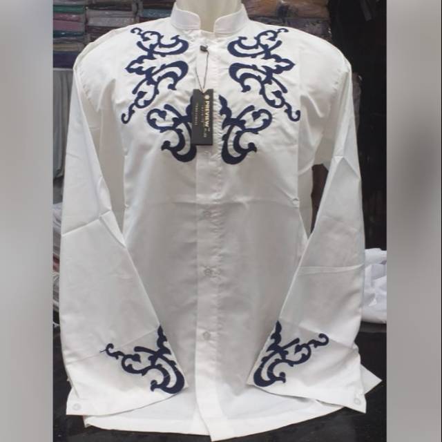 Baju koko preview infinite by itang yunasz putih lengan panjang