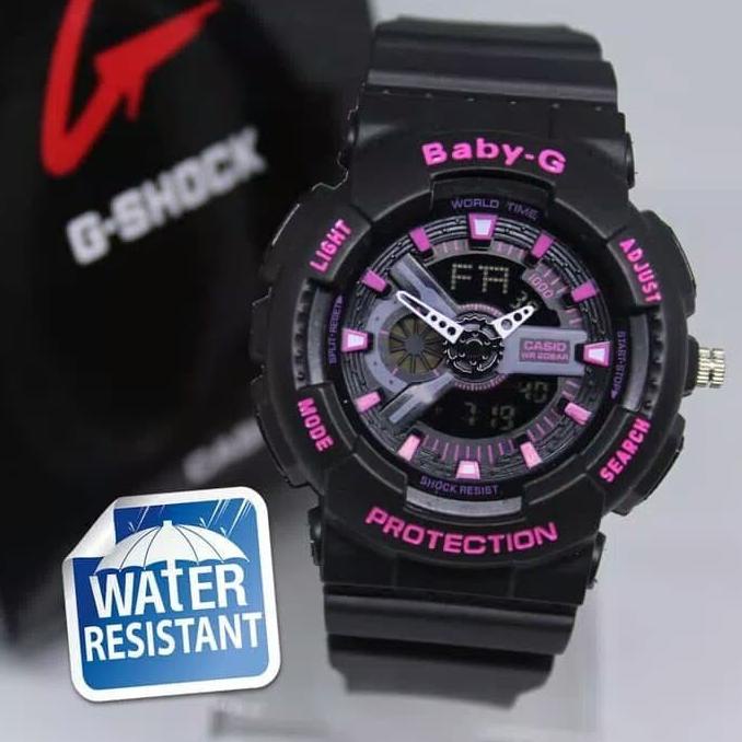 JAM TANGAN WANITA MURAH G-SHOCK BABY-G GA 110 BLACK LIST PINK