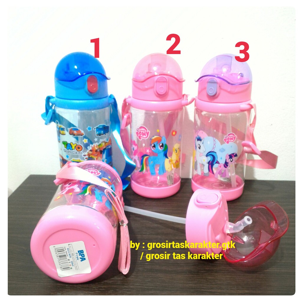 Botol Minum Anak Karakter Mobil Tayo Little Bus Little Pony 500ml Tempat Minum Bekal Sekolah Hadiah