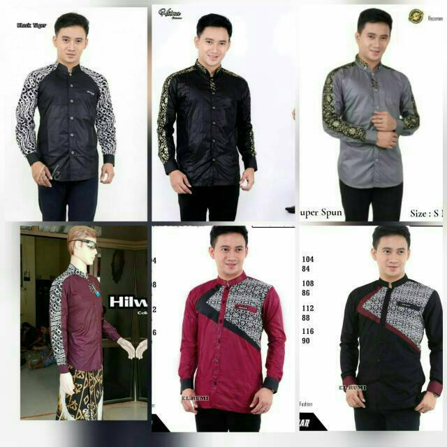 Baju koko gus Azmi  hitam kom batik