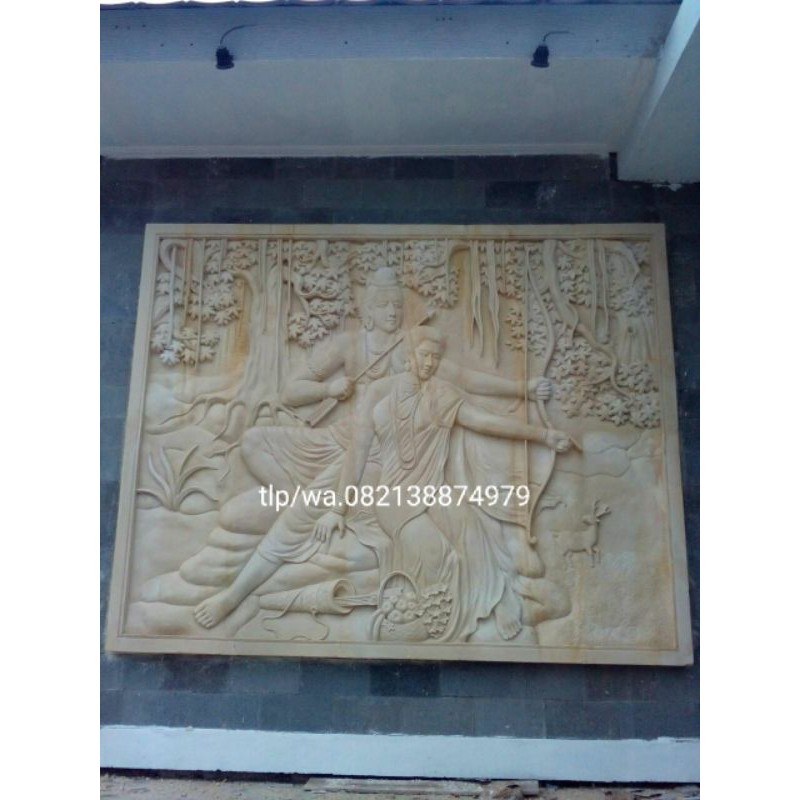 relief dinding batu alam