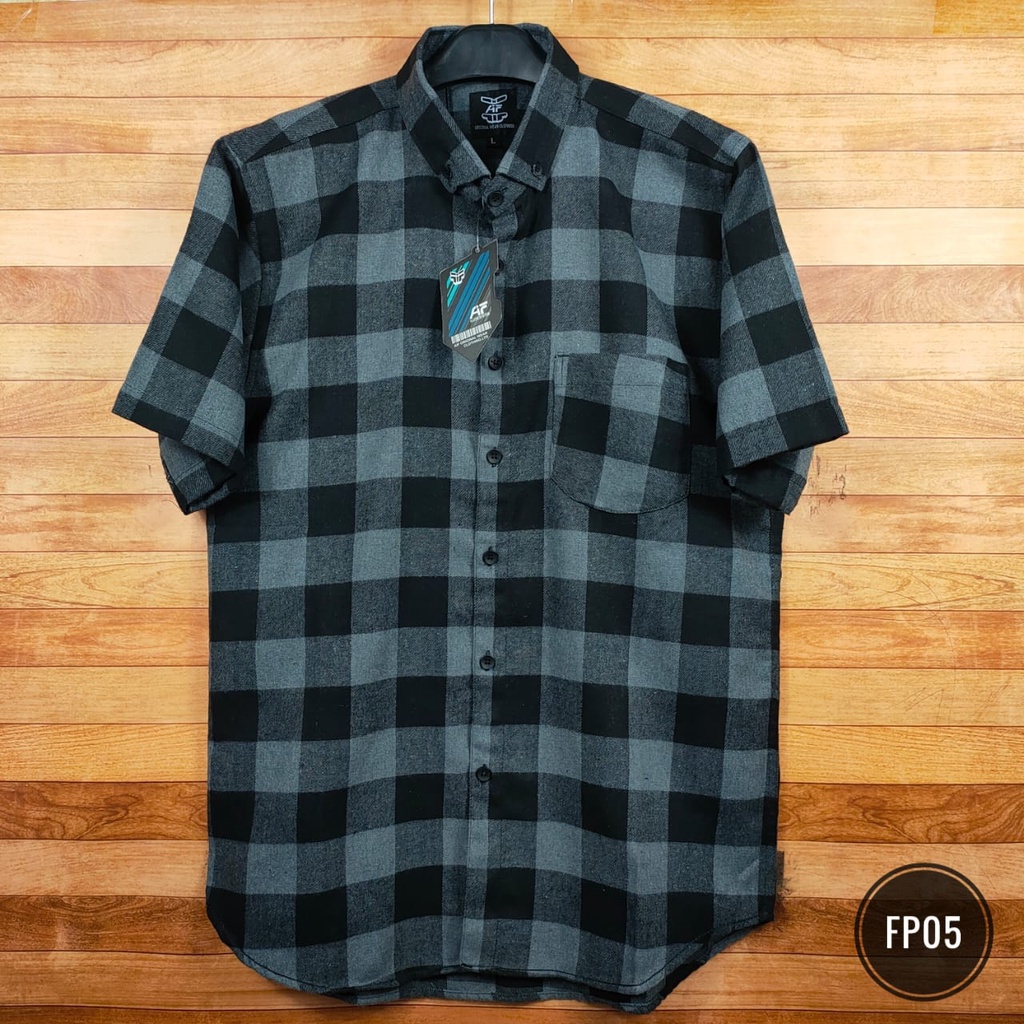 Kemeja Flanel Lengan Pendek / Kemeja Flanel Pria (FP02) Kemeja Surfing Distro