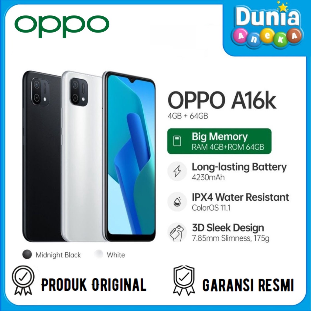 OPPO A16K 4GB/64GB SMARTPHONE - GARANSI RESMI OPPO