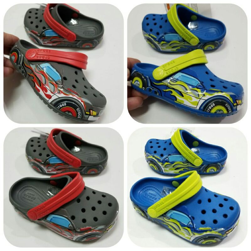 Sandal Anak CROCS CARS TRUCK BLUE NEW CLOG