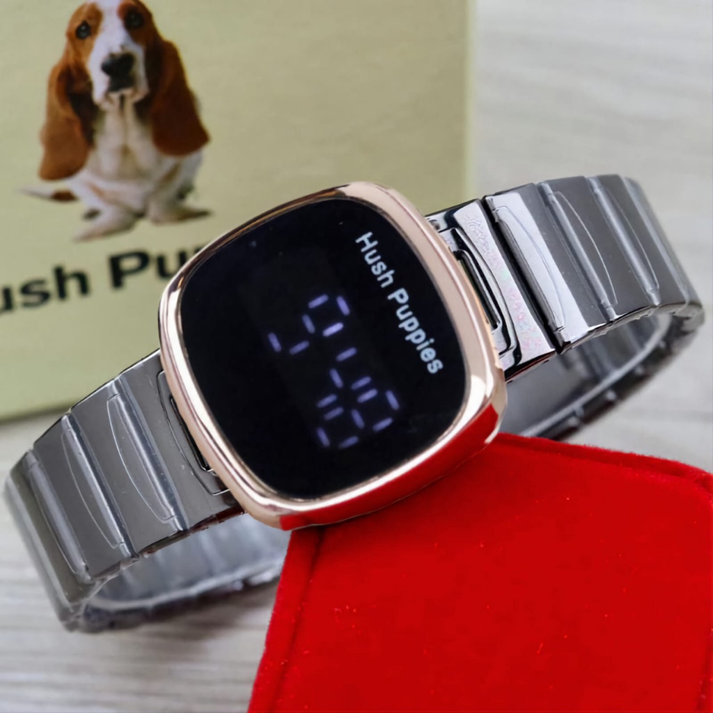 (COD) Jam Tangan Wanita Hush Puppies Hp89.6S Kw Led Touch Screen Tali Rantai FULL SET