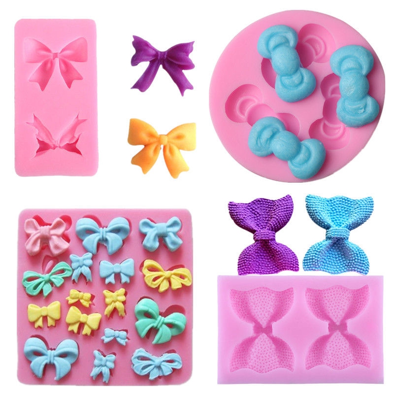 Multiple Patterns Stylish Bowknot Shape 3D Silicone Mould Cake Cookies Decorating Mould Chocolate Candy DIY Baking Mold