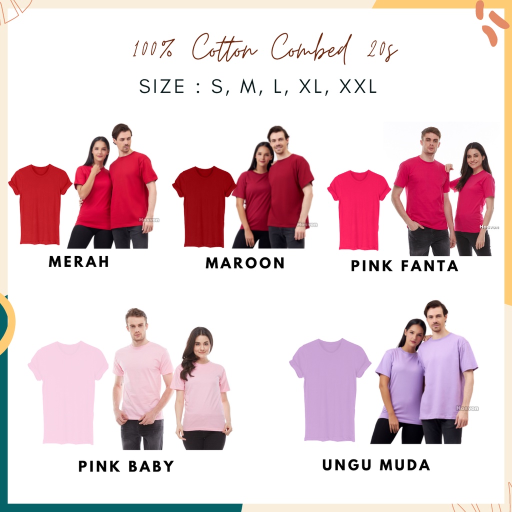 [LANGSUNG DARI PABRIK] Kaos Polos COTTON COMBED 20s Lengan Pendek UNISEX SIZE S-XXL