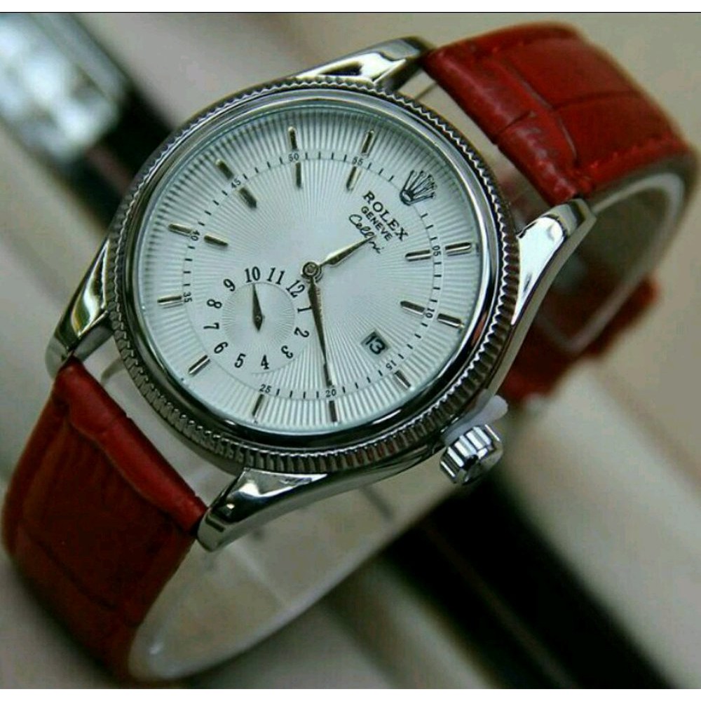 Jam tangan wanita / cewek Rolex Kulit ( Putih )